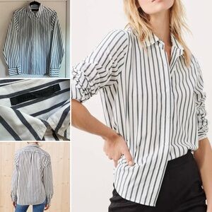 JENNI KAYNE Classic Shirt | Navy Stripe